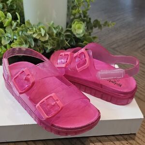 Pink Jelly Sandals With Velcro Size 10